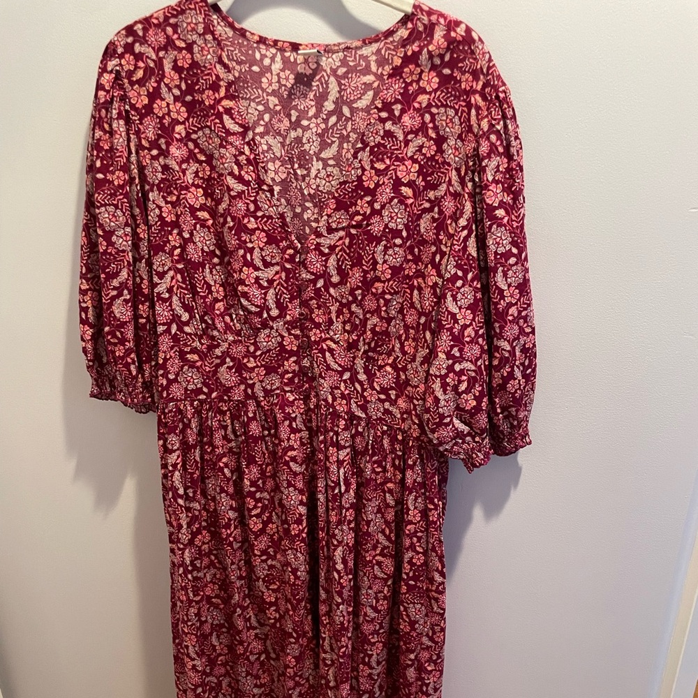 Midi Length Button Front Floral Dress Brand New With Tags Size XL